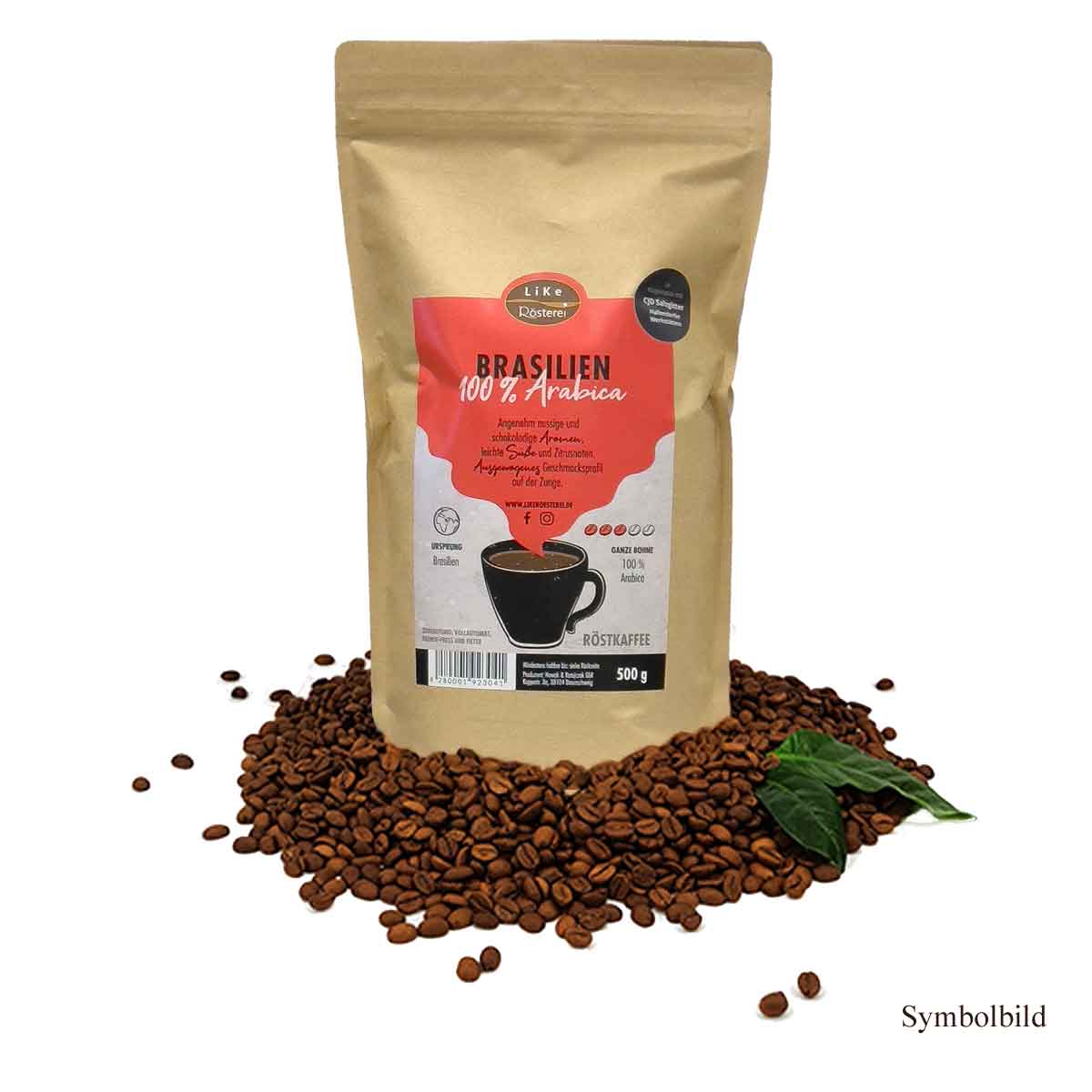 LiKe Kaffee Brasilien ganze Bohne