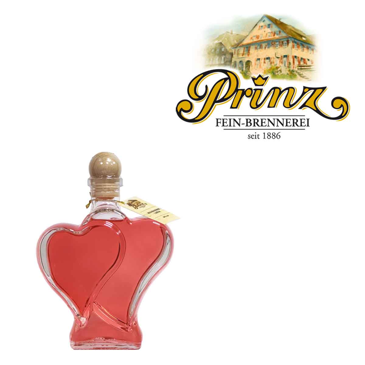 Prinz Rhabarber Likör Doppelherzflasche